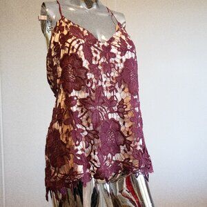 Burgandy Top With Spaghetti Straps Size L